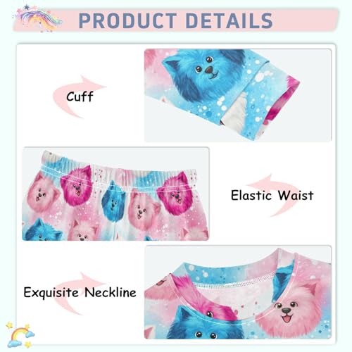Pajama Sets Long Sleeve Cute Colorful Dog Faces Soft Comfy Sleepwear 2 Piece PJS 3-8T4