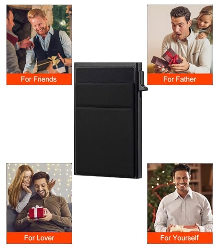 Men's Aluminium Mini Card Holder, with Coin Compartment, with RFID Protection, Mini Credit Card Holder, Credit Card Holder, Slim Wallet, Men's Women's Wallet, Black, black, NO, No4