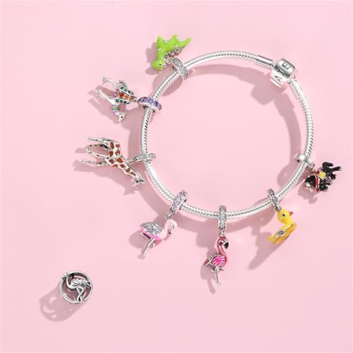 Abalorio de dinosaurio en plata de ley S925 compatible con Trollbeads 3