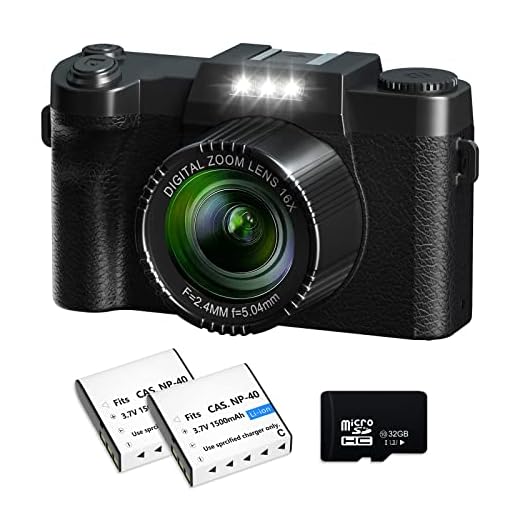 Digital Camera, Vlogging Camera, NIKICAM 4K 56MP Point and Shoot Cameras for Photography and Video with Manualfocus, 16X Digital Zoom(Include 32GB TF Card & 2 Rechargeable Batteries) -Black