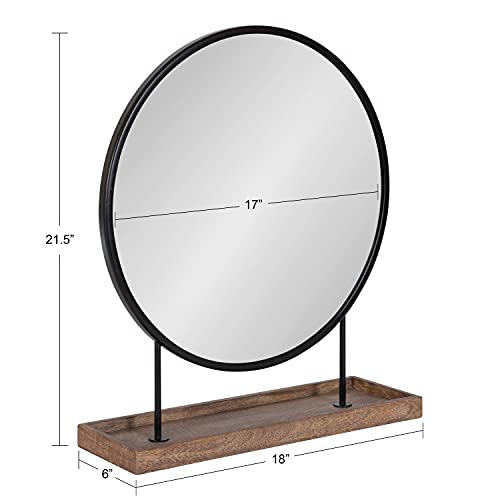 Kate And Laurel Maxfield Modern Tabletop Mirror, 18 X 22, Rustic Brown And Black, Decorative Accent Mirror With Metal Base #TOP7