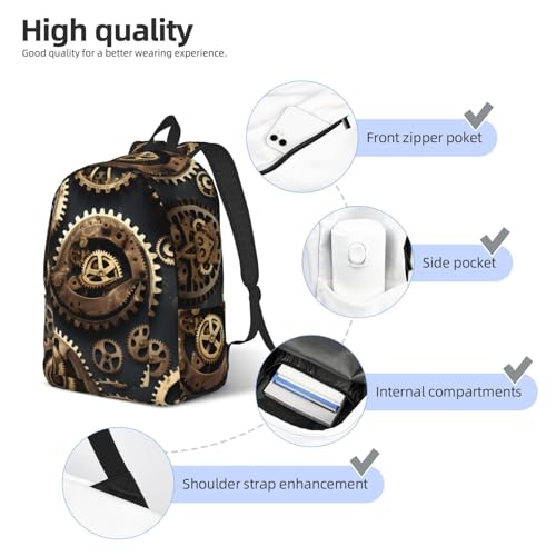 Sac à dos imprimé engrenages steampunk pour femme avec compartiment PC