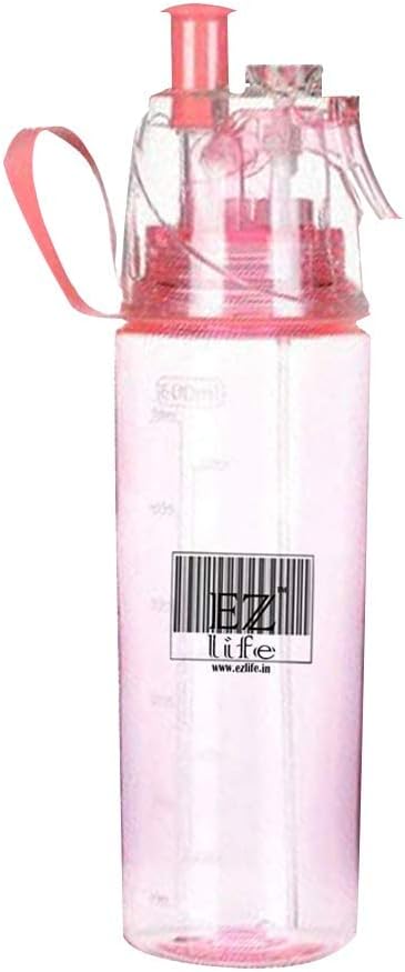 EZ Life Sports Spray Some - Drink Water Bottle - Pink - 600ml - Tritan - Markers for Kids, School Boys, Girls - Pack of 1