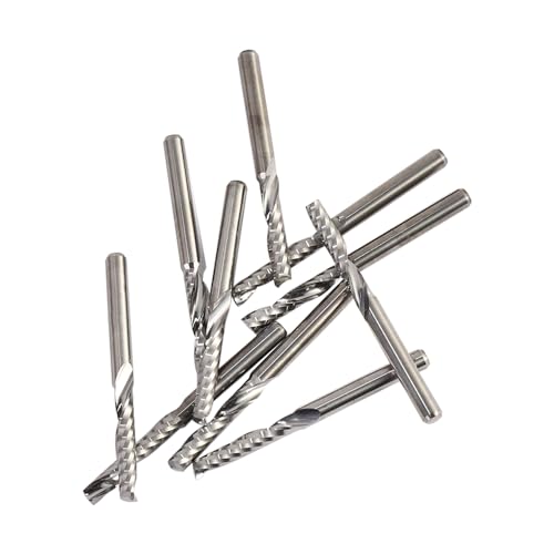 Image of Leadigol 10pcs Flutes Square Nose End Mill Set Power Milling Machine Carbide Flute Tools,Milling Cutter Flat Nose End Engraving Tool CNC Woodworking Kit Single Flute Carbide Milling Accessories