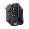 MOMAX Mini 7-in-1 Universal Travel Adapter, GaN 70W Dual AC, 3 USB-C PD & 2 USB-A QC, International Power Charger for 200+ Countries Compact Travel Adapter for Laptop, Phone, UK/AUS/EU/JP Plug