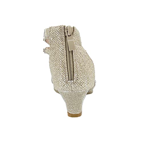 Image of ABSOLEX Girl's Toddler /Little Kid /Big Kid Cross Strappy Open Toe Rhinestone Dressy Low Heel Dress Up Pump Sandal