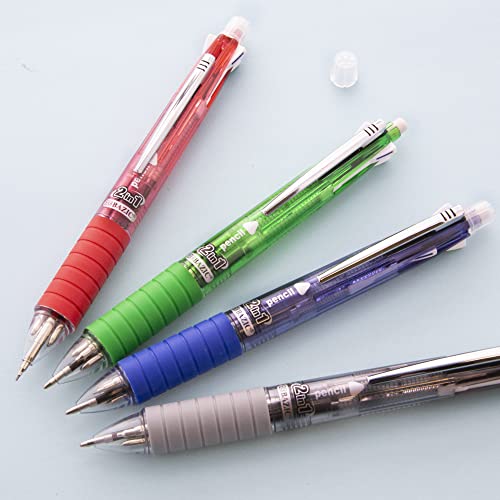 Bazic 4 + 1 Ballpoint Pen + Mechanical Pencil W/Soft Grip, Bold Point 1.0 Mm, 0.7Mm Lead, Assorted Colors Inks, Smooth Writing, 4-Pack #TOP4