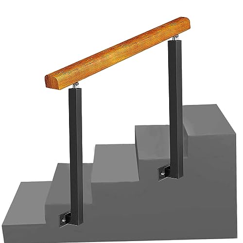 Rampe escalier angle réglable en bois et fer forgé modulable