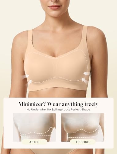 Image of COMFELIE Smooth Seamless Minimizer Bras Non Padded Comfy Everyday Bra No Underwire Supportive Bralette