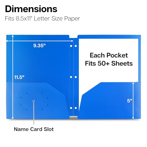 Dunwell 2-Pocket Folders for 3-Ring Binder, 8.5x11, 6-Pack, Assorted by Dunwell - Used condition - Image 5
