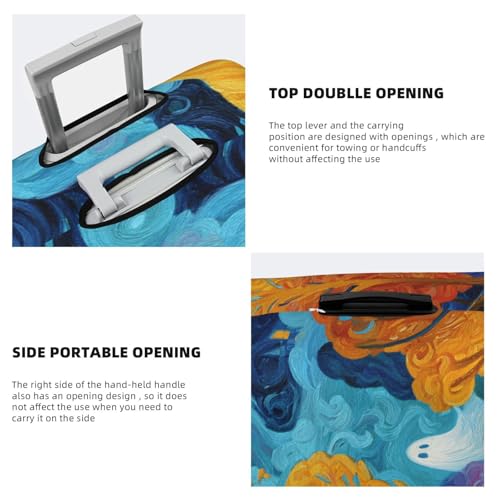 Cute Ghost Flying In The Park Elastic Travel Luggage Covers Dustproof Scratch-Resistant Suitcase Protector Fit 22-24 Inch3