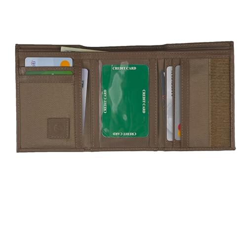 Image of Sprocket Men's Nylon Trifold Wallet with Leather Trim and ID Window (Coyote Brown)