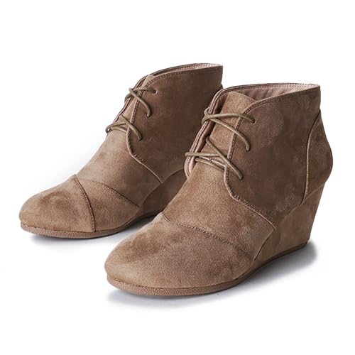 J. Adams Women's Roxy Wedge Ankle Boots, Casual Lace Up Low Heel Closed Toe Booties for Fall and Winter4