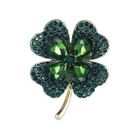 GFM Four Leaf Clover Dimantes Enamel Brooch - (XD9348) - (BRCH-Clover-CRYS-HR) Cover