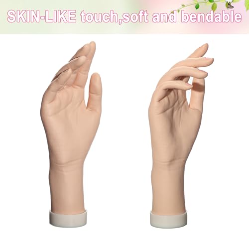 Ręka do ćwiczeń do paznokci akrylowych realistyczny manekin ręka do paznokci ćwiczenie miękki elastyczny giętki sztuczne paznokcie ręka trener manicure praktyka narzędzia ręczne i pierścienie
