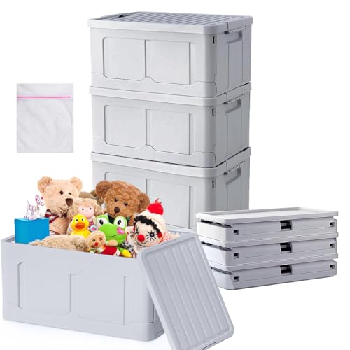La mejor comparación de Cajas de Plastico Con Tapa Home Depot al mejor precio. 48 STAYOUNG 3 Piezas Cajas de Almacenamiento - 36 L de Capacidad Organización, Cajas de Almacenamiento Plegables con Tapa para Ropa,para El Hogar,El Trabajo (Gris)