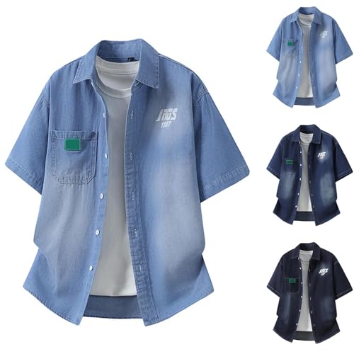 Camisa de ocio vaquera con cuello de solapa y tejido resistente 4