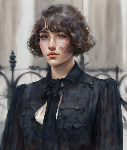 Affiche fille à lunettes SERENDIPITP pour salon moderne 58x90cm