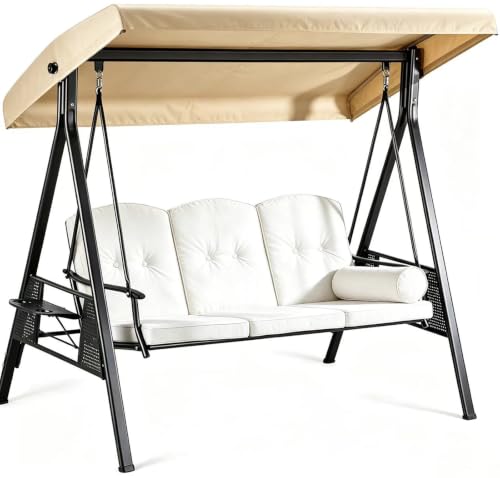 Lona para columpio de patio beige de 75,2 x 42,2 pulgadas impermeable 2