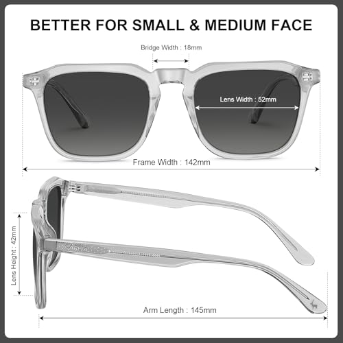 Image of CARFIA Retro Sunglasses for Men Polarized UV400 Protection, Hand-crafted Acetate, 60s Style Square Cool Sun Glasses