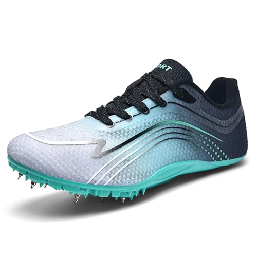 sekiueo Zapatillas De Atletismo para Hombre Y Mujer Zapatillas De Salto De Velocidad Zapatillas Profesionales con Clavos para Niños,Verde,39 EU