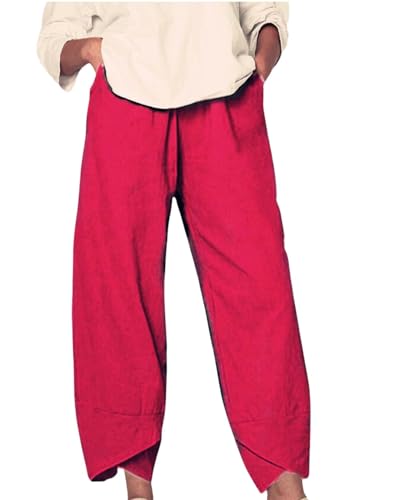 Boho Capri Pants for Women Patterned Printed High Elastic Waist Trousers Wide Leg Loose Pant with Pocket 2025 Summer