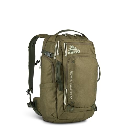 Kelty Redwing Traveler Backpack Travel Pack with Wide U Zip Opening Signature Wing Pockets 30-50L Capacity (30L Olive)