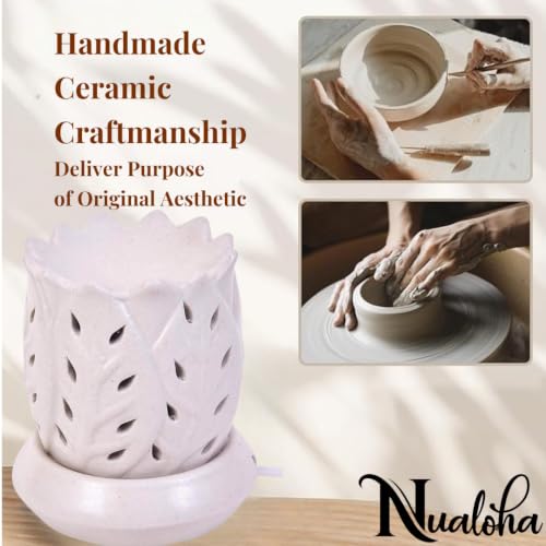 Image of Electric Diffuser Ceramic Aroma Oil Burner Air Purifier Home Fragrance Scented Lamp for Home /Office /SPA /Gift Item with Extra Bulb and Jasmine Essential Oil10 ml