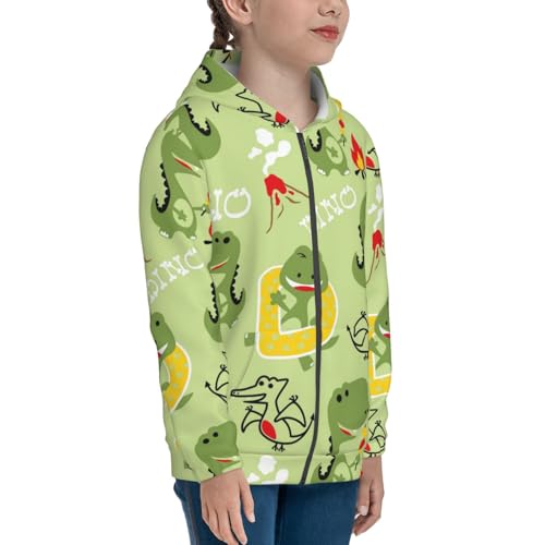 Cute Dinosaurs Cartoon Kids Pullover Hoodies Boys Zip Up Sweatshirts Girls Athletic Clothes with Pocket4