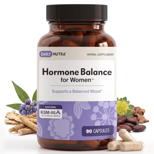 Hormone Balance for Women - Natural Mood Supplement - PMS Relief and Menopause Support | Featuring Clinically Studied KSM-66 Ashwagandha (90 Capsules)