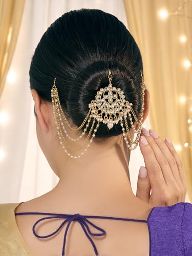 Image of OOMPH Jewellery Ethnic Sheeshphool-Kundan Jadau Floral Design for Women & Girls Stylish - DPH161DST4RKH184RKH235 PA201