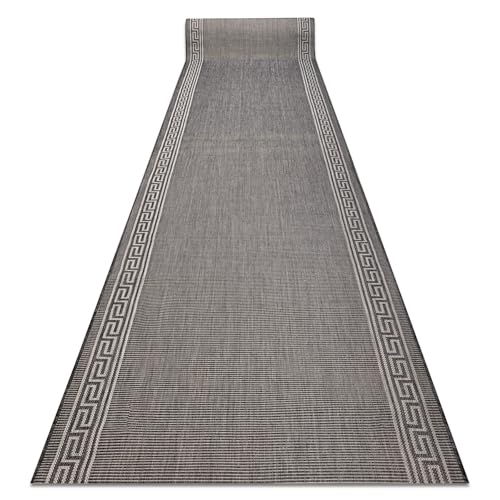 Alfombra sisal Sion 20446 antitropezones con marco de madera gris estable 2