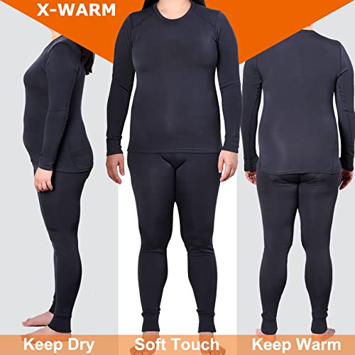 Image of Women Thermal Underwear Long Johns Set with Fleece Lined Ultra Soft Base Layer Cold Weather Top Bottom