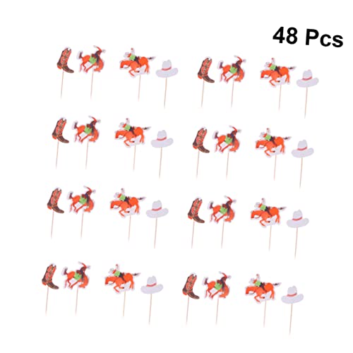 HONMEET 48 Pçs Cupcake Topper Leupold Hat Cowboy Cupcake Toppers Palitos De Bolo Decorações Palitos