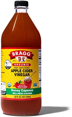 Bragg Organic Apple Cider Vinegar Honey Cayenne Wellness Cleanse – Made with ACV, Honey, Lemon Juice & Cayenne - USDA Certified Organic – Raw, Unfiltered All Natural Ingredients