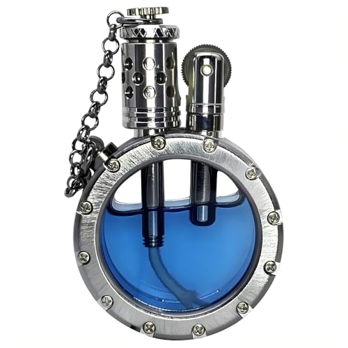 Image of Smoke King Vintage Transparent Lighter | Silver Round Lighter | Retro Brass | Open Fire | | Unique | Gift for Men (Fuel Not Included)