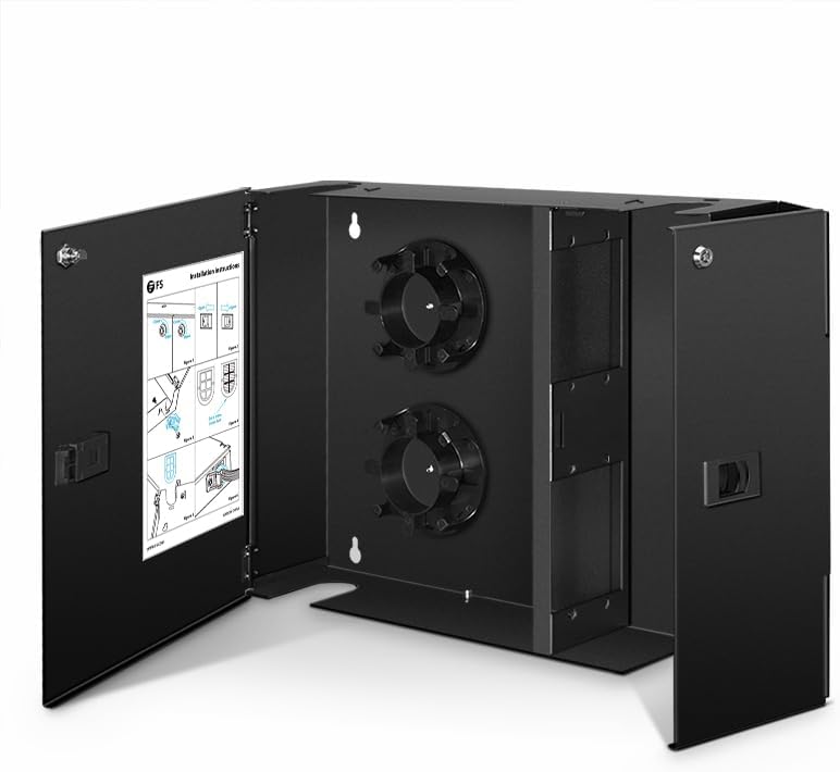 FHD Wall Mount Enclosure, 4 Ports, Up to 96F (LC), 4X FHD Cassettes/Panels and 4X Splice Trays