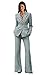 Khaki Plaid Womens Suits 2 Piece Plus Size 4 Button Womens Suit Fashion Classic V Neck Pant Suits for Women for Business Size XX-Large