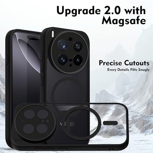 Image of V-TAN Back Cover for Vivo X300 Pro 5G | TPU | Transparent Crystal Clear Magnetic Case Compatible with X300 Pro | Camera Protective Shockproof Mobile Cover Design (Black)