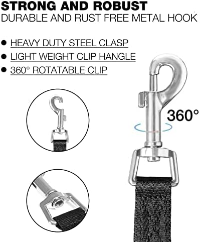 Loutep Training Lead for Dogs -5m(16ft) Black Durable Nylon Long Line Dog Lead with Padded Handle & Heavy - Duty Swivel Hook  Leash for Pet Obedience, Tracking & Camping Play