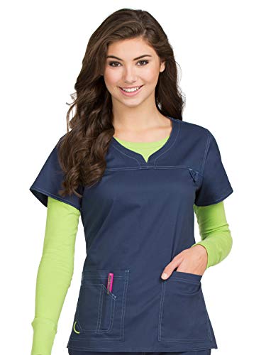 Med Couture Signature MC2 Women's Sport Neckline Scrub Top, Navy, Small