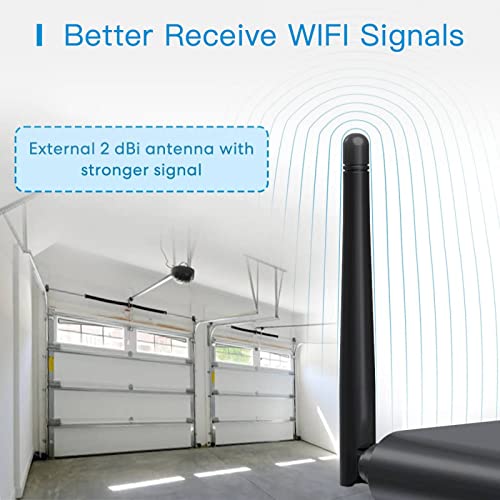 Smart Garage Door Opener Remote with External Antenna, Up to 3 Single Doors, APP Control, Compatible with Amazon Alexa, Google Assistant, SmartThings