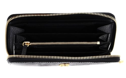 Porte-monnaie Coccinelle C-Me Lizard portefeuille noir en cuir véritable