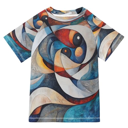 Boys Sun Shirts UV Protection Short Sleeve Rash Guard Swim Shirt Graffiti Art Water Shirt Rashguard 11-12T,0153