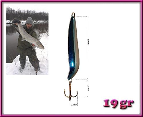 Silver blue spoon lure / spinner bait / fishing bait spinner for fresh & salt water. 19g. Professional spoon-bait!!!