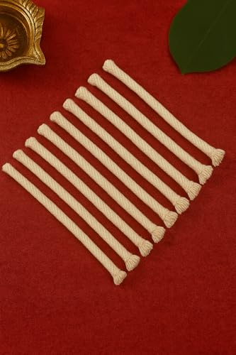 Image of K.N Creation Akhand Jyot Diya Wicks, Long Twisted Cotton Wicks for Pooja, Long Batti for Akhand Jyot, Akhand Jyothi Diya Batti, Deepak Batti for Oil Lamp 15.25 cm (Pack of 12)