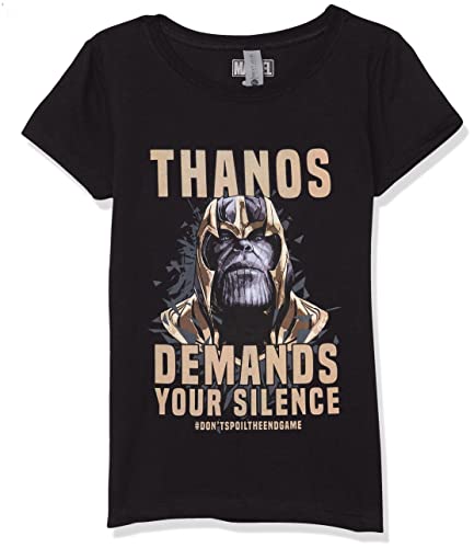 T-shirt Marvel noir fille Large vêtement ado imprimé à manches courtes Demand Silence