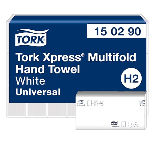 Tork Xpress kosteneffiziente Multifold-Handtücher Weiß H2, Universal-Qualität, 2-lagig, 100 Prozent recycelte Fasern, 21 × 226 Tücher, 150290