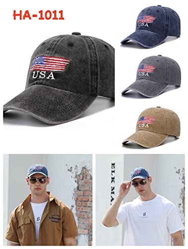 American Flag Baseball Cap Vintage Washed Distressed Cotton For Men And Women Adjustable Classic Dad Hat (Navy) #TOP2