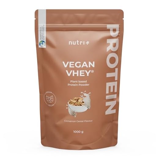 Nutri + Vegan Vhey Cereal Canela 1 kg - Batido de Proteínas 3k - Proteína Vegana en Polvo sin Lactosa - Complejo Proteico Cereales y Canela 1000 g